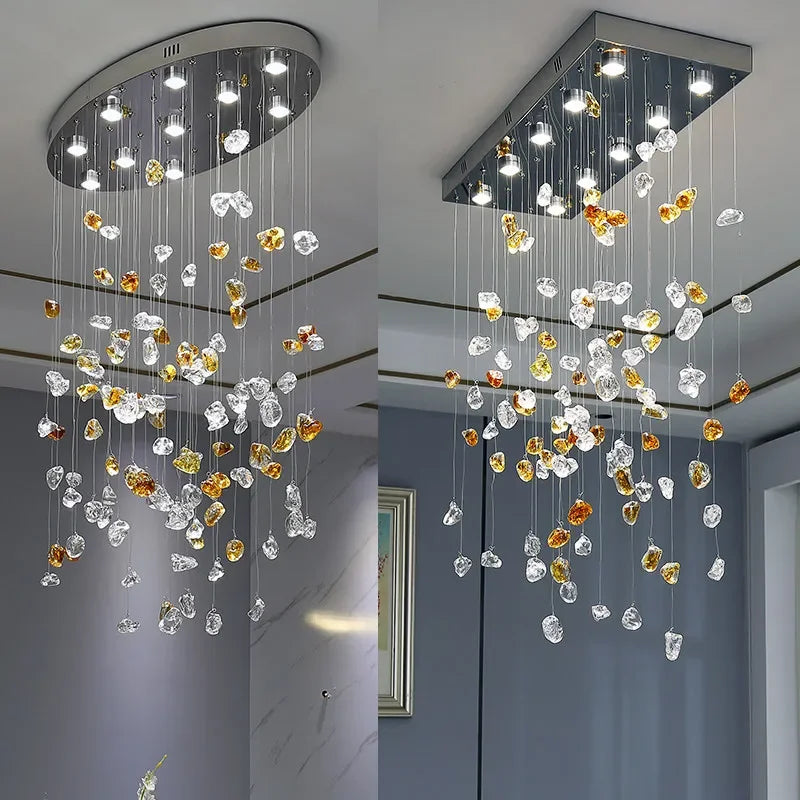 Afralia™ Modern Crystal Chandelier: Stone Decorative Living Room Lighting