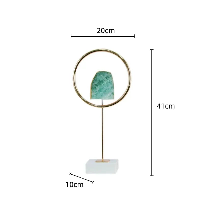 Afralia™ Metal Crystal Pendant Ring Sculpture Geometric Figurine Decoration