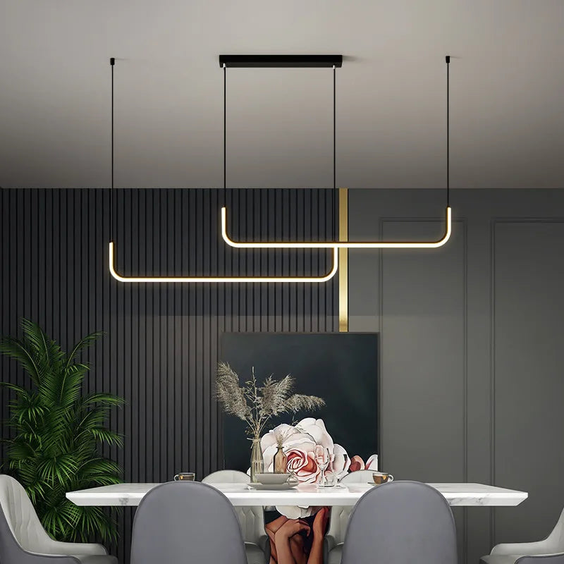 Afralia™ Nordic Minimalist Line Pendant Light for Dining Room Tables and Bar Counters