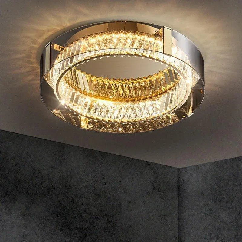 Afralia™ Crystal LED Ceiling Chandelier Dimmable Luxury Modern Room Decor Bedroom Light