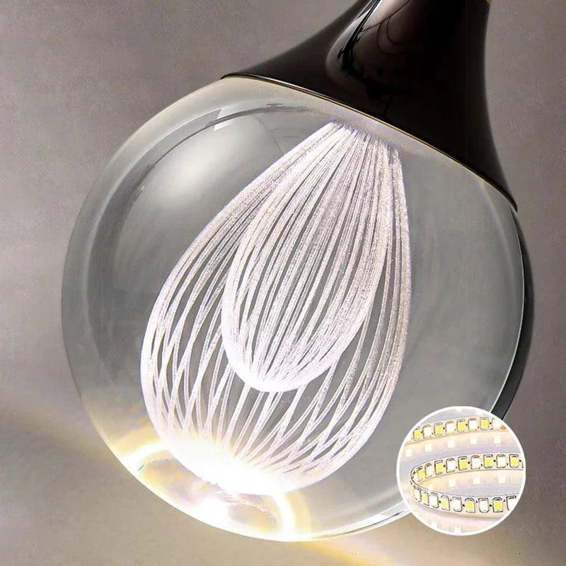 Afralia™ Crystal Chandelier Stair Pendant Lamp Living Room Interior Lighting