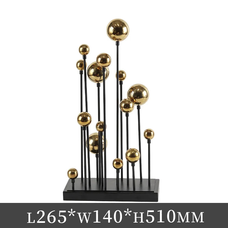 Afralia™ Geometric Metal Ornaments Golden Balloon Home Decor