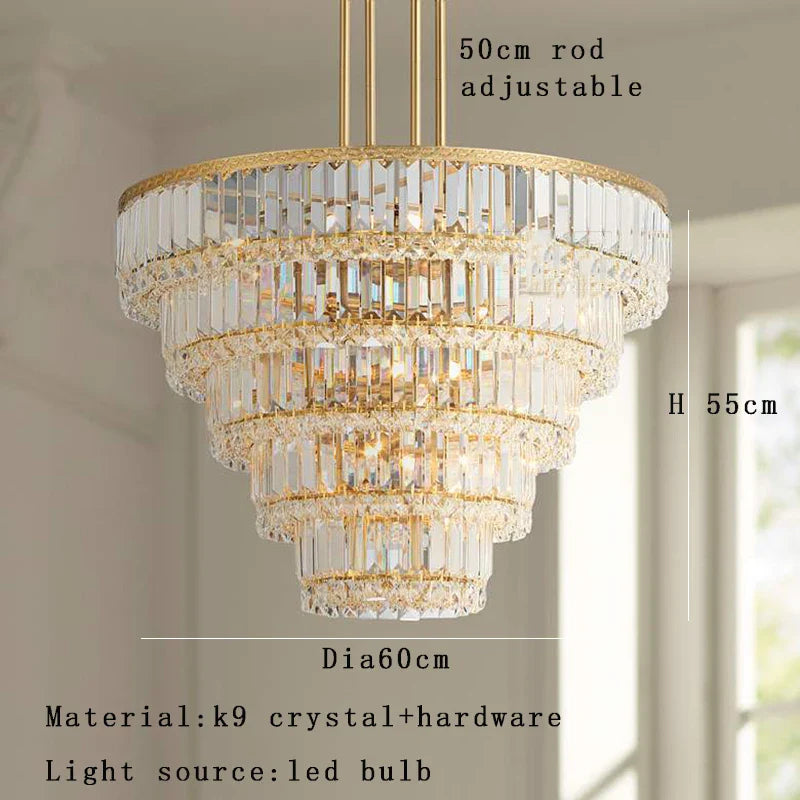Afralia™ Luxury K9 Crystal Ceiling Pendant Light for Living Room Dining Decor