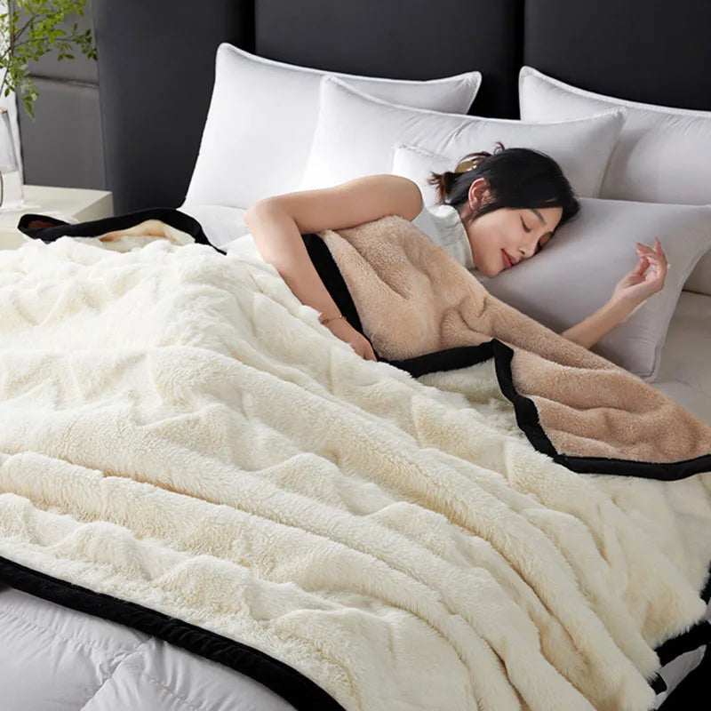 Afralia™ Faux Rabbit Plush Solid Blanket: Luxury All-Season Sofa Cover & Air Conditioning Quilt