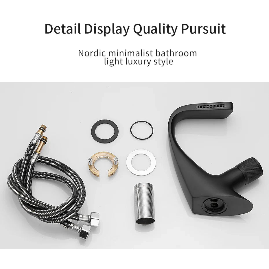 Afralia™ Matte Black Brass Bathroom Faucet Single Handle Mixer Tap