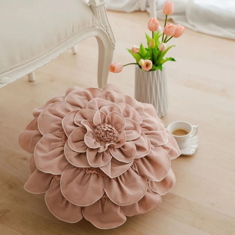 Afralia™ 3D Flowers Pillows - White Petal Cushions for Home Decor in 50x50cm Size