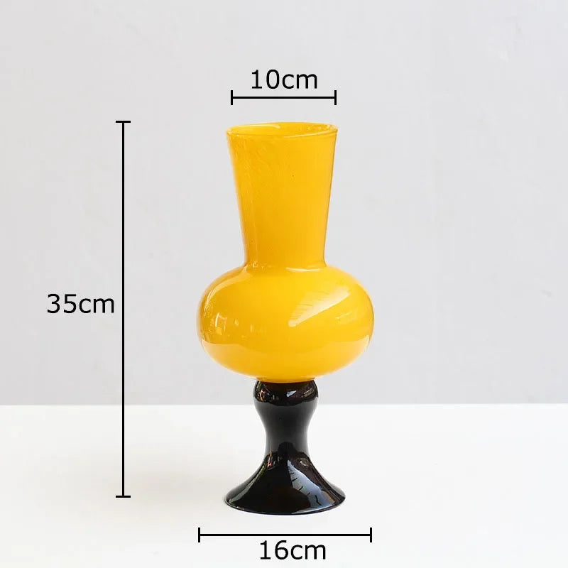 Afralia™ Goblet Glass Vase for Desk Decoration with Artificial Flowers