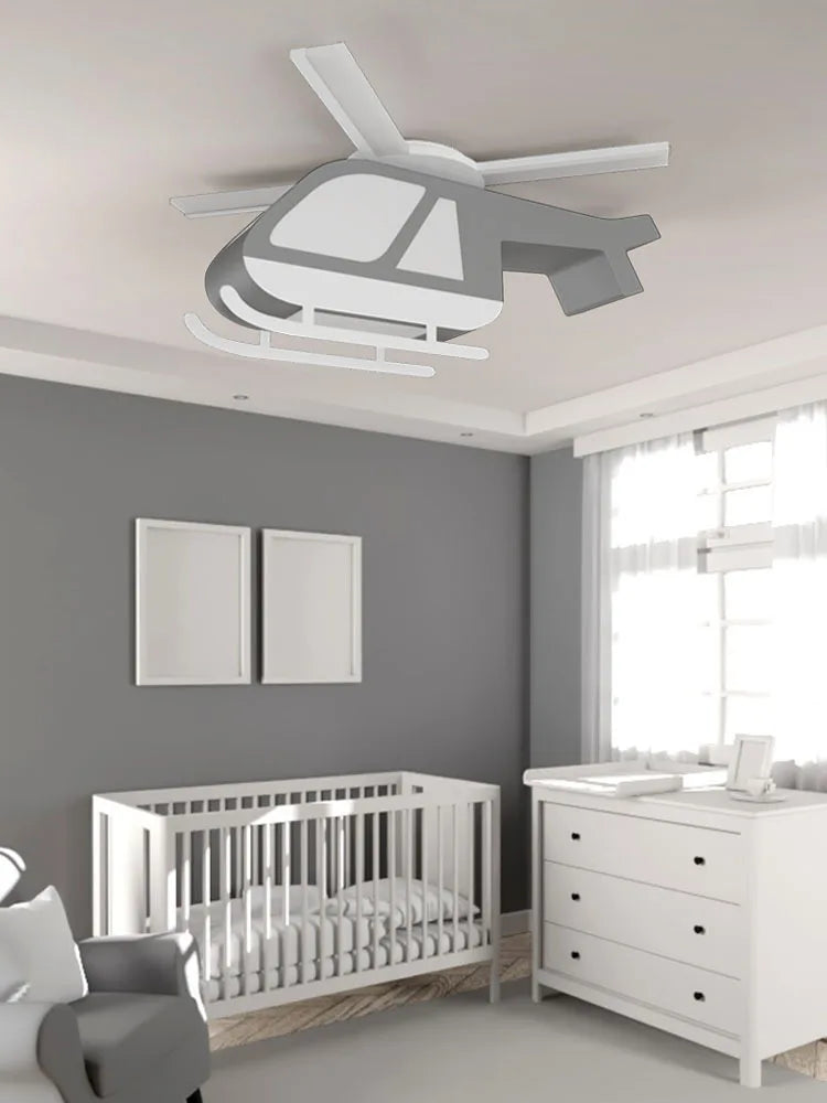 Afralia™ Cartoon Helicopter Ceiling Fan Light for Children's Room
