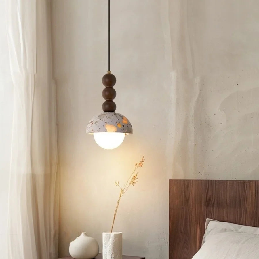 Afralia™ Terrazzo Stone Glass Ball LED Pendant Light Fixture - Nordic Modern Design
