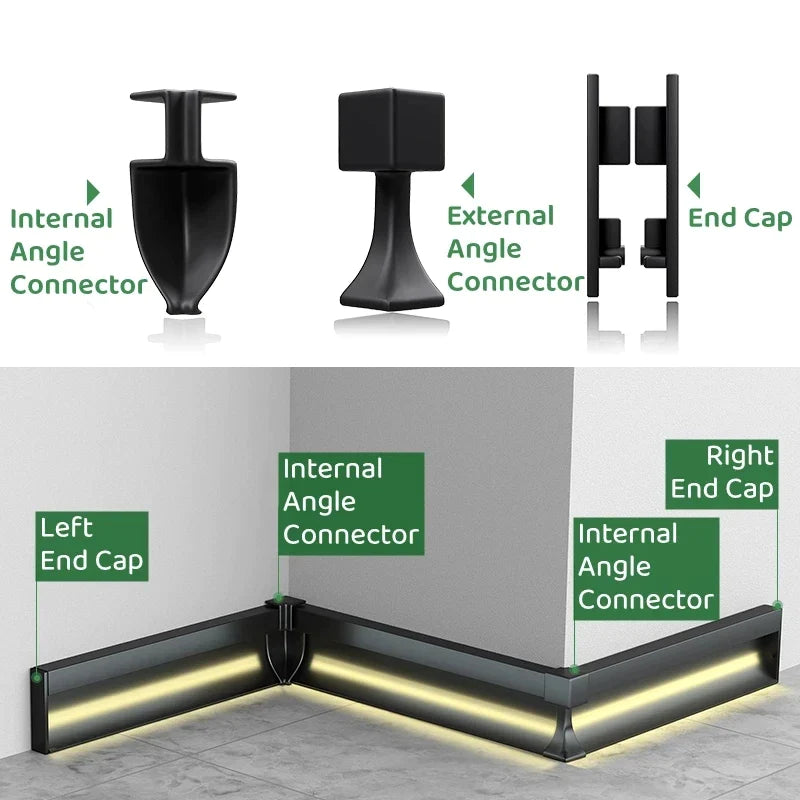 Afralia™ LED Skirting Profile: Hidden Corner Recessed Aluminum Baseboard Light Strip