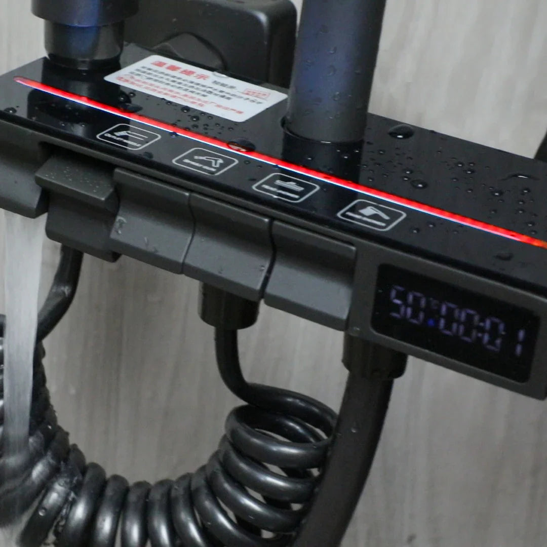 Afralia™ LED Rain Shower Set with Digital Display & Bidet Mixer Faucet