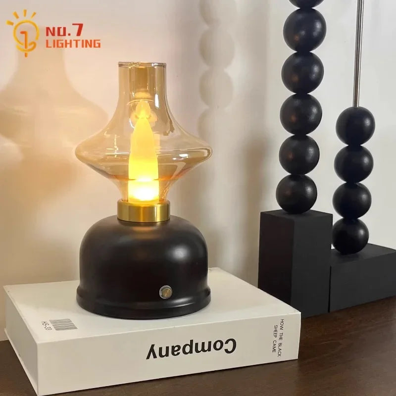 Afralia™ Touch Dimming Table Lamp Cream Wind Night Light for Bedroom and Study