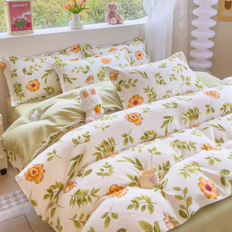 Afralia™ Cotton Printed Bedding Set: Thick & Cozy Single Bedclothes for Adults & Kids