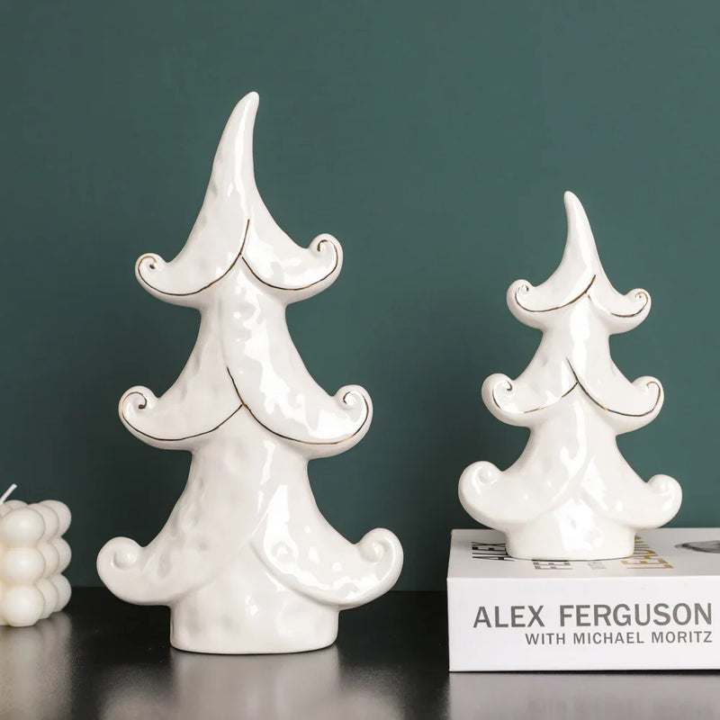 Nordic Ceramic Christmas Tree Figurines by Afralia™