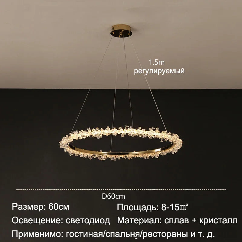 Afralia™ Golden Crystal LED Round Chandelier for Luxury Indoor Lighting