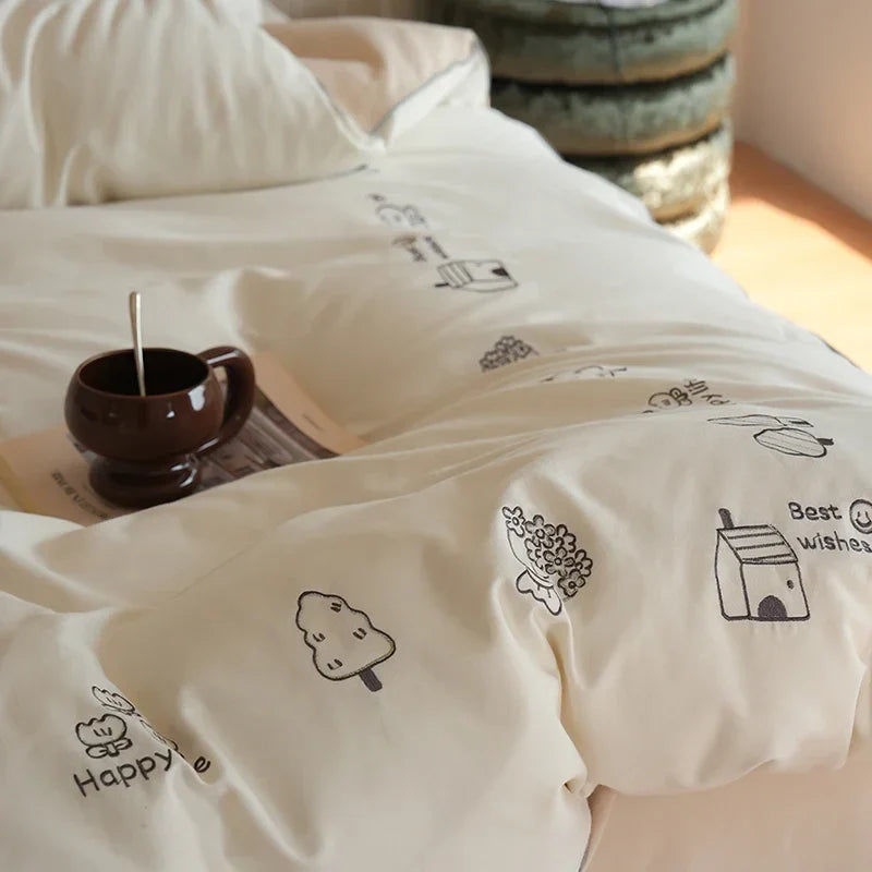 Afralia™ Brushed Volcanic Fleece Bedding Set: Luxe 100% Cotton Duvet Cover & Pillowcases