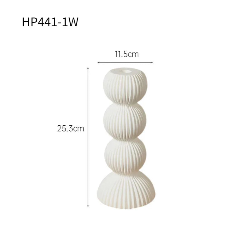 Afralia™ Geometric Ceramic Candle Holder Ornaments Sphere Stripes Decoration Candlestick