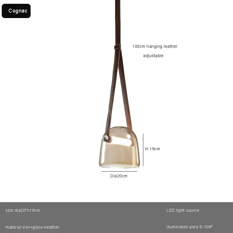 Afralia™ Glass Pendant Chandelier: Modern Leather Belt Luxury LED Lighting for Home Decor