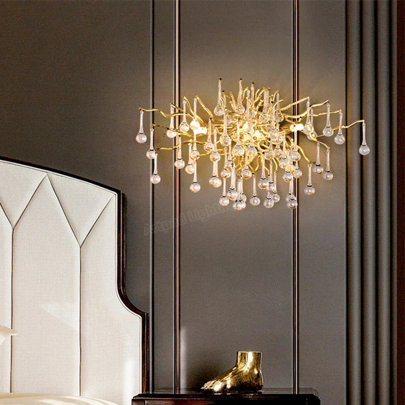 Afralia™ Gold Crystal LED Ceiling Chandelier for Elegant Spaces