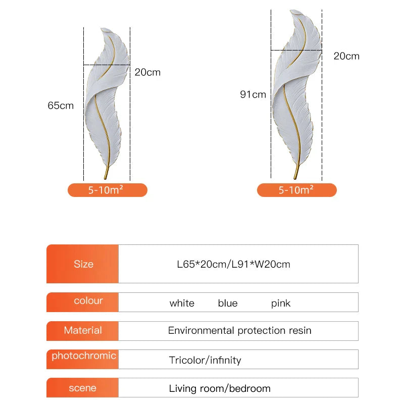 Afralia™ Nordic LED Feather Wall Lamp for Living Room Bedroom Modern Interior Decor