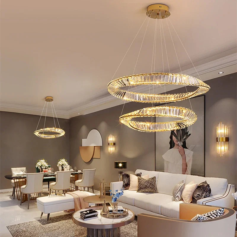 Afralia™ Crystal LED Chandelier for Home Dining Room Kitchen Gold Lustres