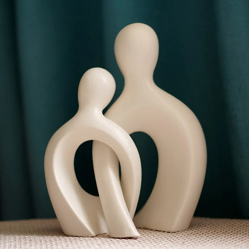 Afralia™ Couple Love Sculpture Modern Nordic Abstract Ceramic Figurine Home Decor