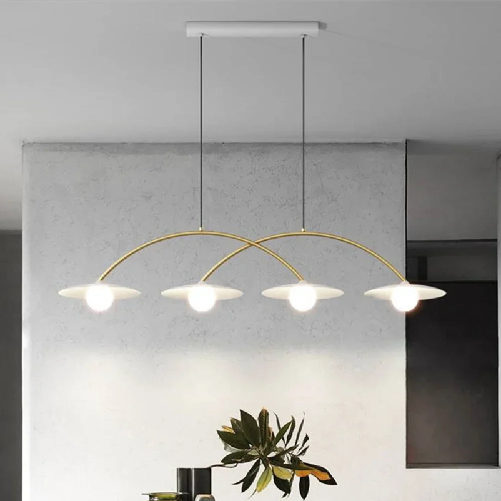 Afralia™ Nordic White LED Chandelier with Iron Shades for Living Room
