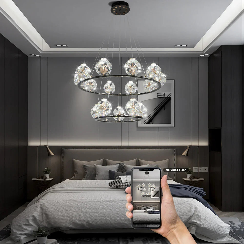 Afralia™ Luxury Crystal Glass Ball Chandelier for Dining Living Room Hall Island