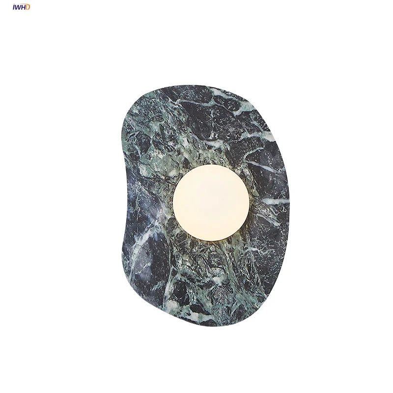 Afralia™ Green Marble Stone LED Wall Sconce Lighting for Bedroom and Hallway