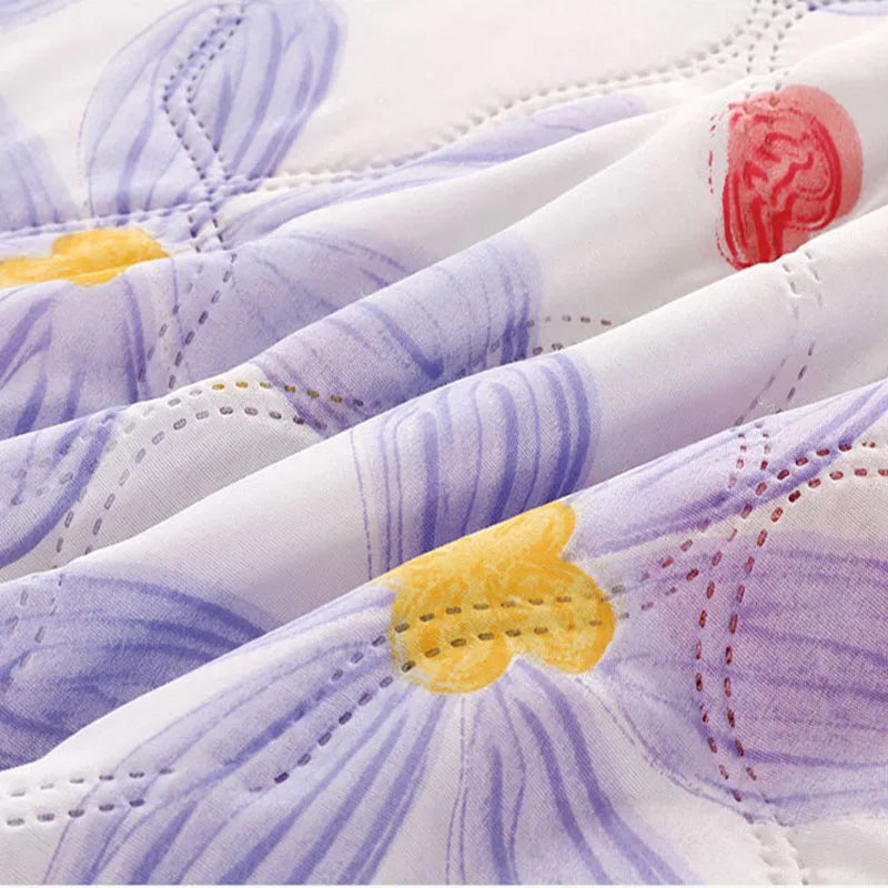 Afralia™ Fashion Flower Printed Cotton Jacquard Quilted Comforter - Lightweight & Breathable Summer Blanket