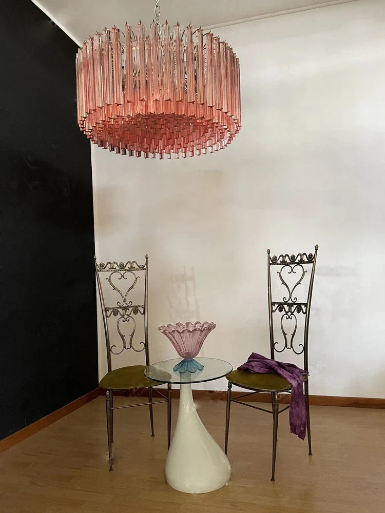 Afralia™ Modern Pink Glass Dining Table Pendant Lamp for Living Room Lighting