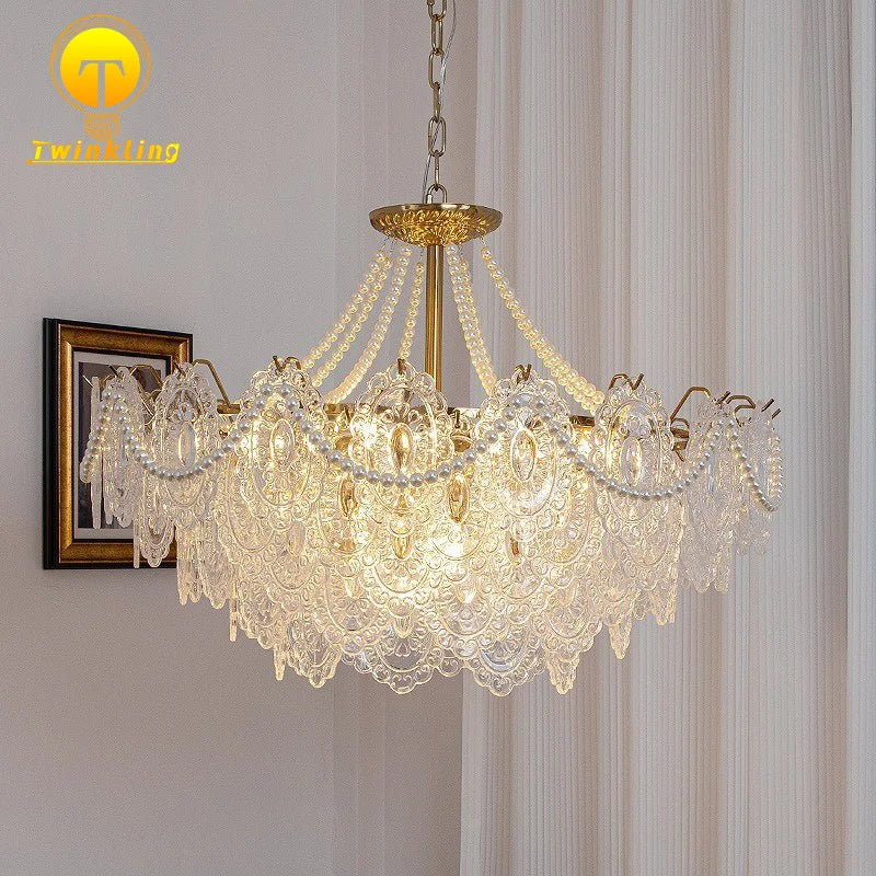 Afralia™ Metal Art Glass Chandelier Pendant Light for Modern Living Room Kitchen Decoration