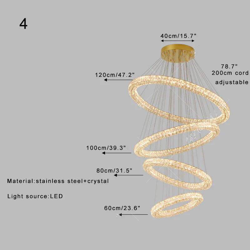 Afralia™ Rings Ceiling Pendant Light Dimmable Adjustable Hanglamp for Villa Decoration