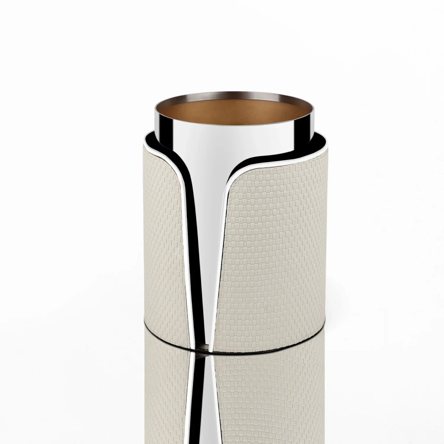 Afralia™ Stainless Steel Leather Garbage Bucket: Modern Luxury Hotel Home Decor Piece