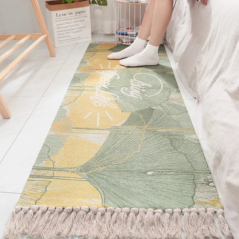 Afralia™ Soft Weave Tassels Bedside Rug, Anti-Slip Living Room Carpet