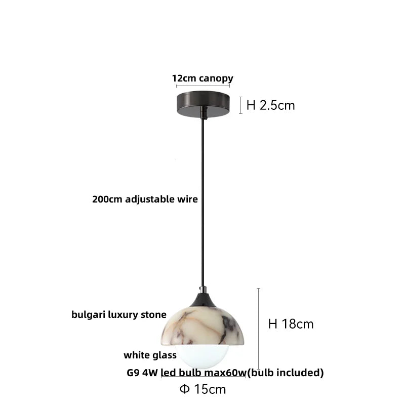 Afralia™ Luxury Stone LED Pendant Chandelier - Modern Nordic Design for Foyer, Hallway, Balcony