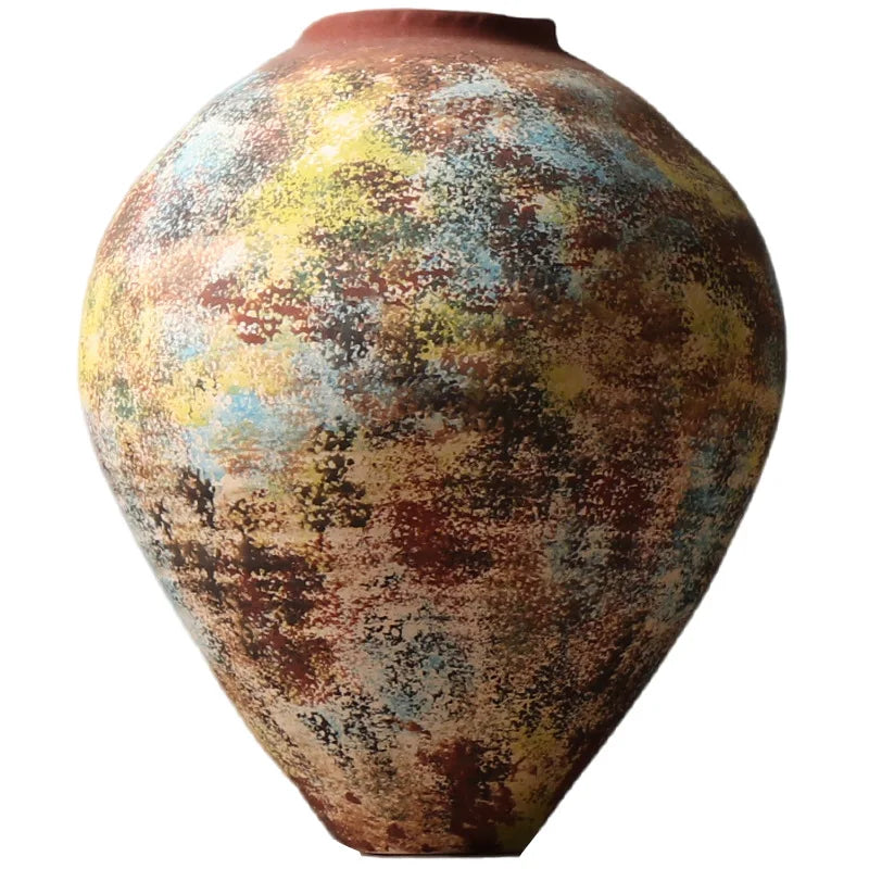 Afralia™ Retro Colorful Graffiti Ceramic Vase - Home Decor Handicrafts Bouquet Holder