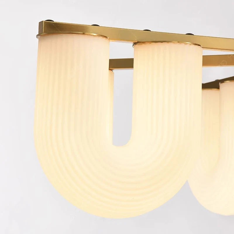 Afralia™ Luxury U Shaped Glass Pendant Light for Elegant Dining Room Decor