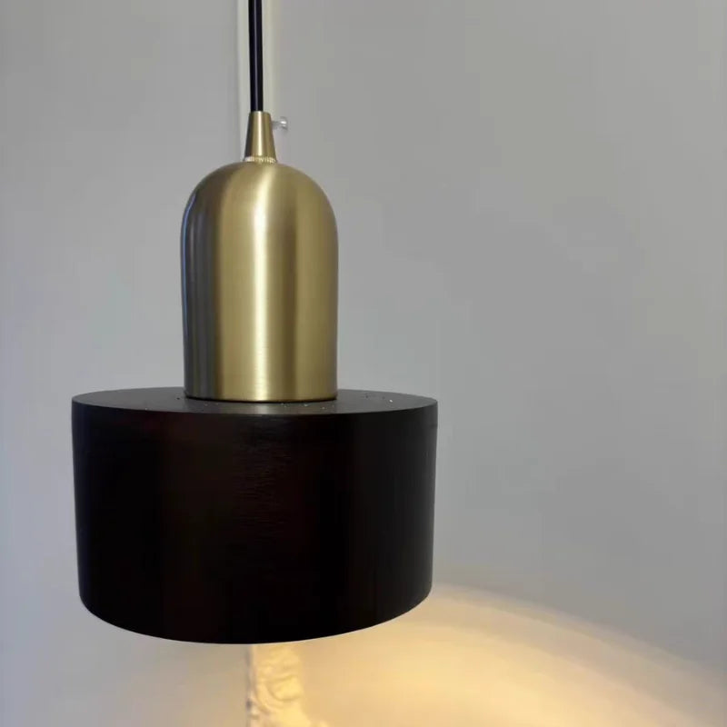 Afralia™ LED Hanging Lamp Copper Walnut Wood Pendant Light