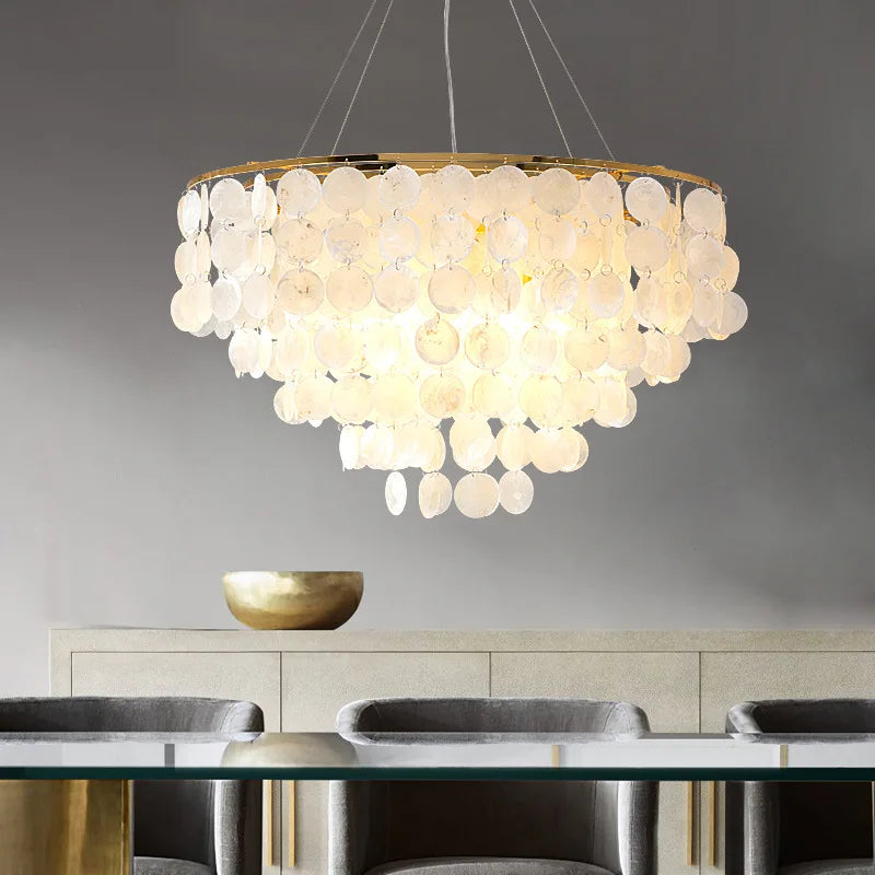 Afralia™ Shell Chandelier: Mediterranean Sea Pendant Light for Home, Bar, Restaurant.
