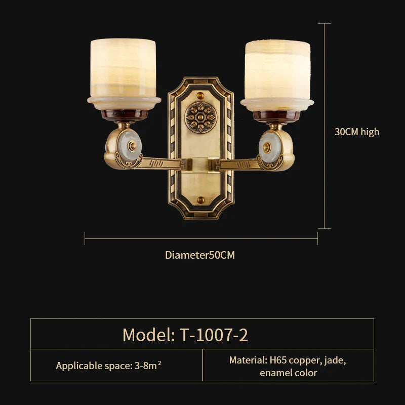 Afralia™ All Copper Jade Chandelier, Modern Chinese Style for Living Room, Bedroom, Dining Room.