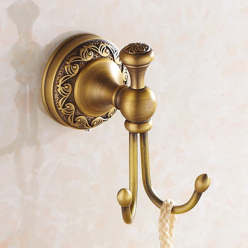 Afralia™ Antique Brass Robe Hooks Retro Bathroom Accessories