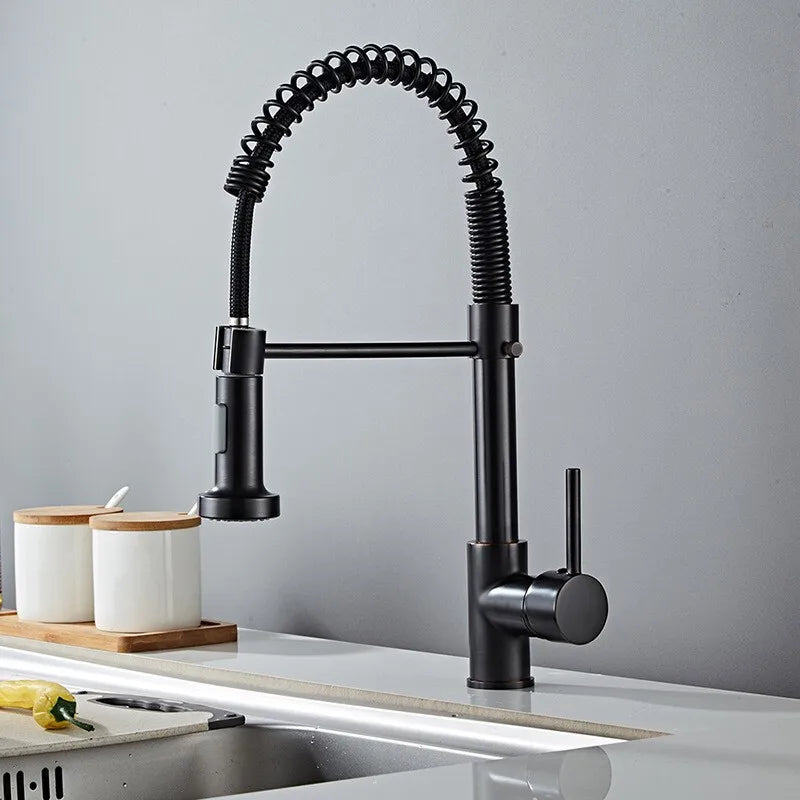 Afralia™ Matte Black Kitchen Faucet with Dual Modes Nozzle and Brass Spring