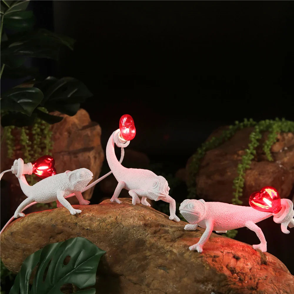 Resin Lizard Night Light Chameleon Table Lamp LED Wall Lamp Afralia™ Luminarie