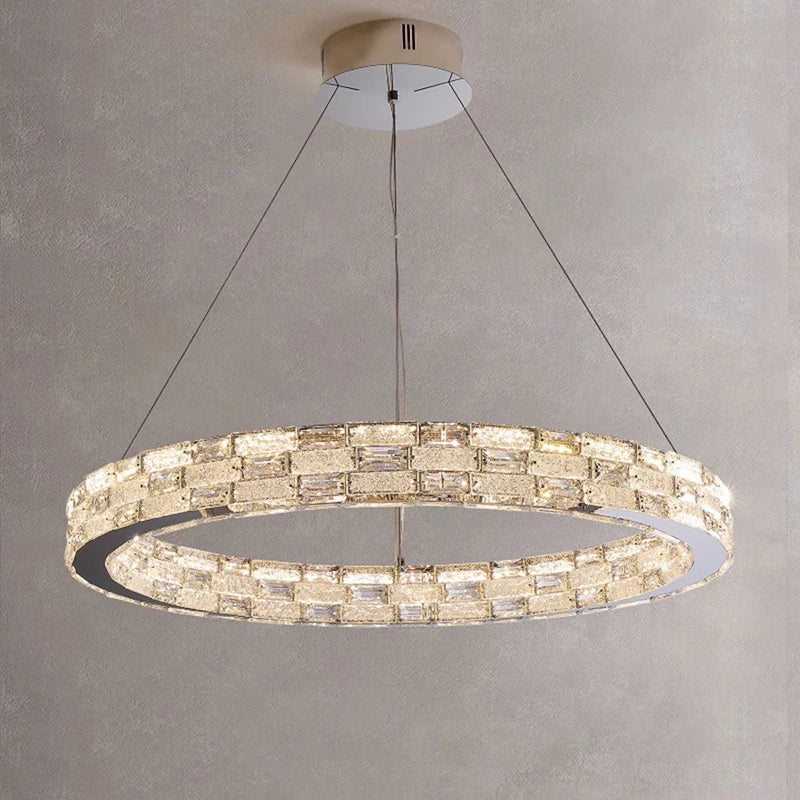 Afralia™ Golden Crystal Ring Chandelier: Luxury Gloss Ceiling Lighting for Modern Living Room