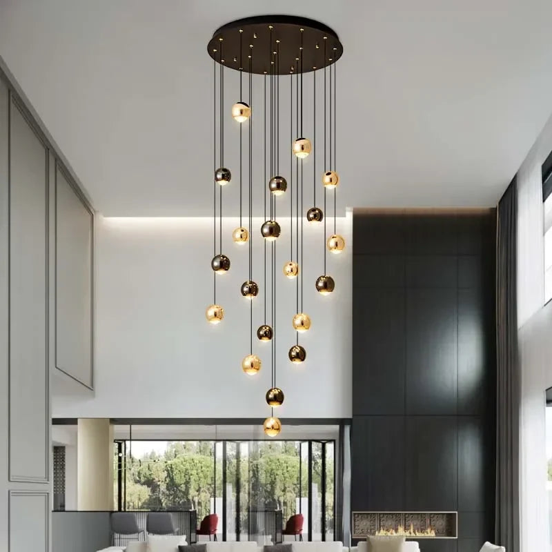 Afralia™ Modern Gold Crystal Chandelier: Minimalist Staircase Art Decor Lighting Fixtures