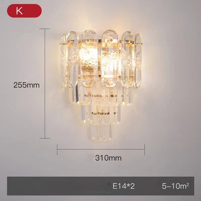 Afralia™ Crystal Gold Stainless Steel LED Dimmable Wall Sconce