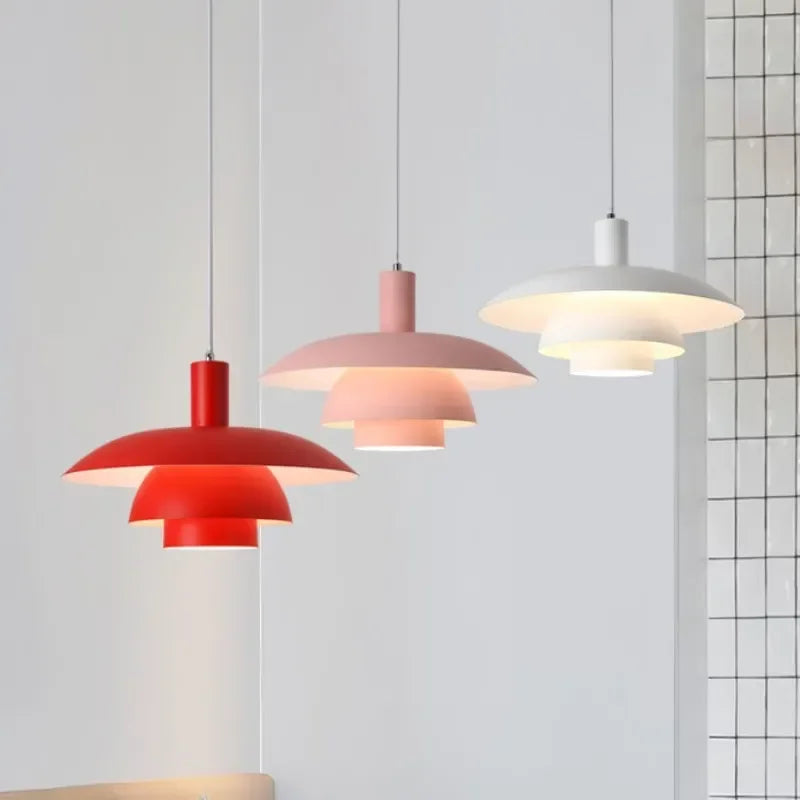 Afralia™ Metal Umbrellas LED Pendant Light: Modern Gradient Colourful UFO Design