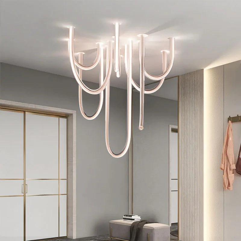 Afralia™ LED U Shape Chandelier Pendant Lamp Dimmable Ceiling Light