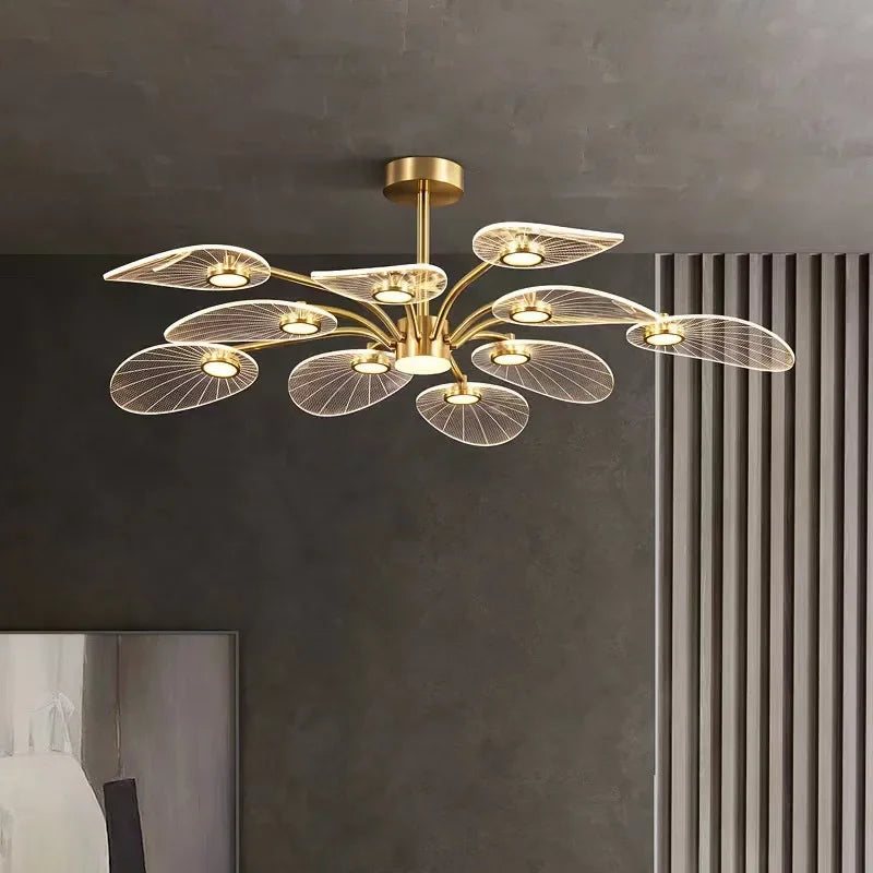 Afralia™ Nordic Leaf Acrylic Chandelier for Living Room Bedroom Pendant Lights